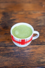 Matcha green tea latte with coconut milk