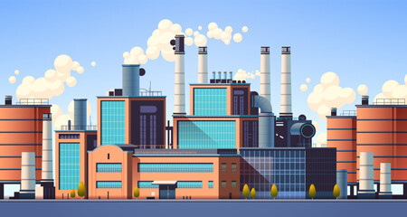energy generation plant with chimneys electricity production industrial manufacturing building heavy industry factory