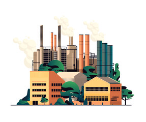 Obraz premium energy generation plant with chimneys electricity production industrial manufacturing building heavy industry factory