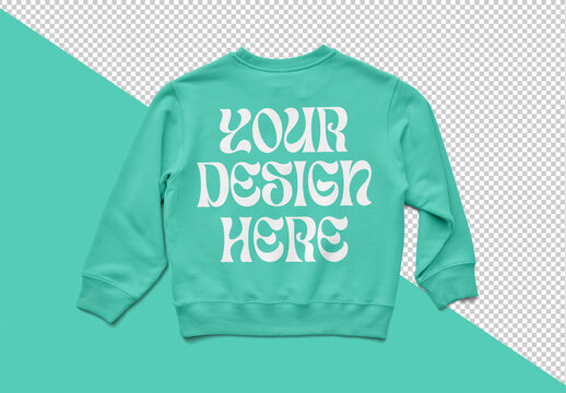 Kids Sweatshirt Back Mockup With Transparent Background