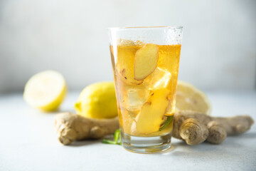 Healthy ginger tea with lemon