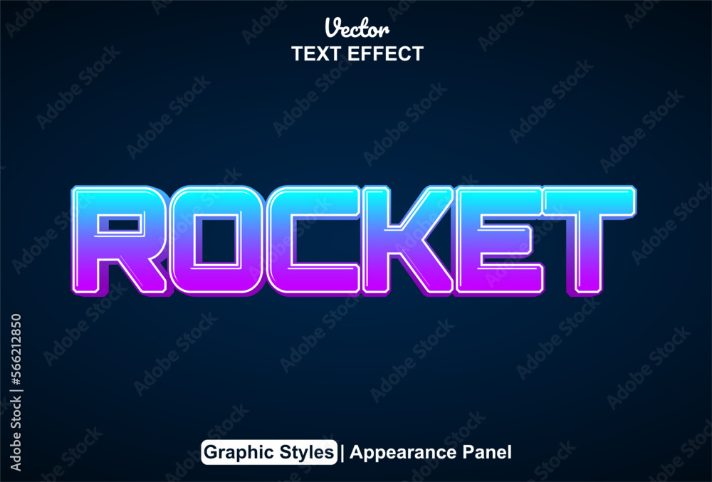 Poster rocket text effect with graphic style and editable.