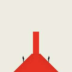 Business negotiation challenge vector concept. Symbol of discussion, overcoming obstacle. Minimal illustration