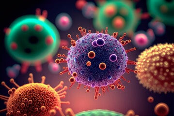 Microscopic view of virus. Generative AI