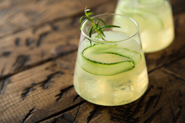Refreshing homemade cocktail with cucumber