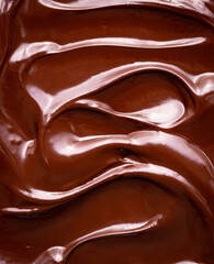 Top view texture of melted dark chocolate