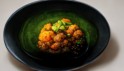Bowl Buddha. Buckwheat, pumpkin, chicken fillet, avocado food
