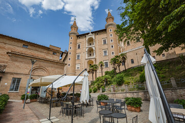 Beautiful places of Italy. View of the Ducal Palace of Urbino , city and World Heritage Site in...