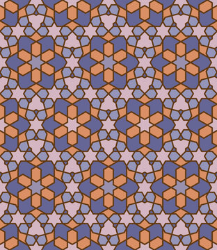 Seamless geometric pattern. Vector decorative ornamental pattern. Abstract background. Morocco Seamless pattern. Traditional Islamic Design. Mosque decoration element. 