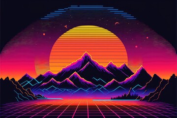 Purple Neon Synthwave background wallpaper