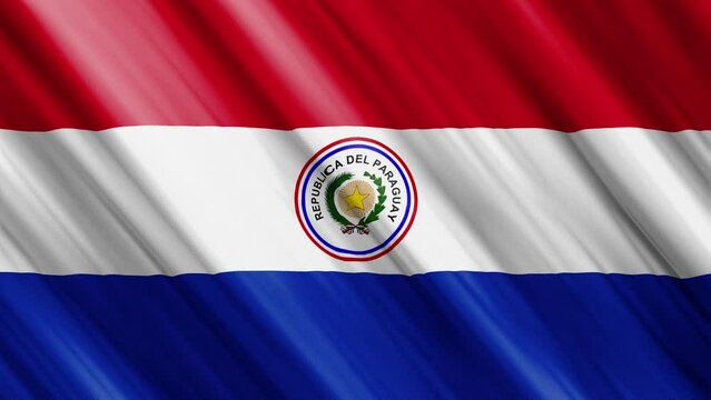 official waving flag of paraguay, independence day concept, 4K