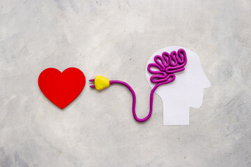 Brain and heart shape - mind and emotions in balance. Mental health