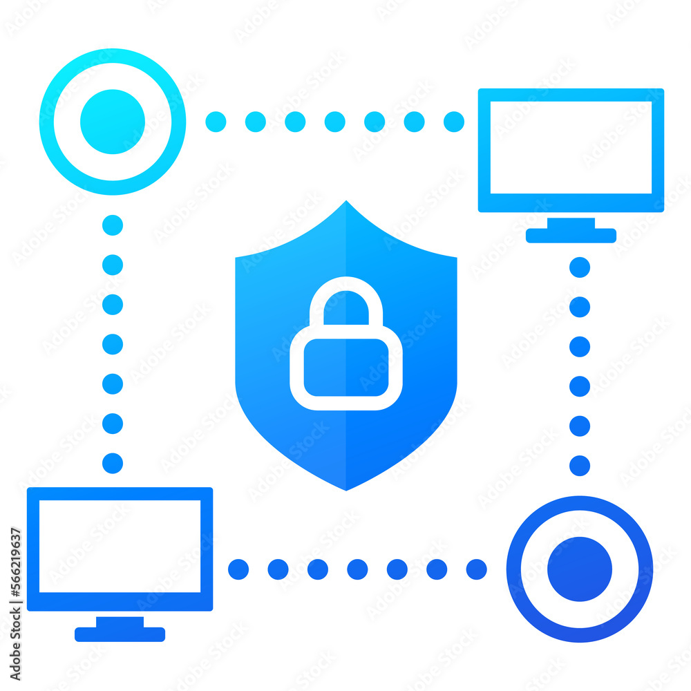 Poster computer network, cyber security icon for web