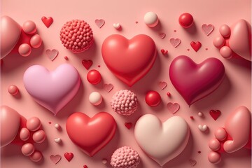 Valentine background with red hearts