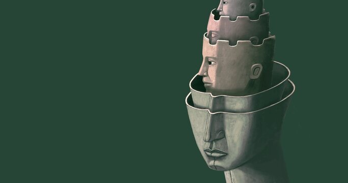 Conceptual art of think, brain mind, mental health, spiritual, soul and psychology. concept idea art. surreal 3d illustration. 