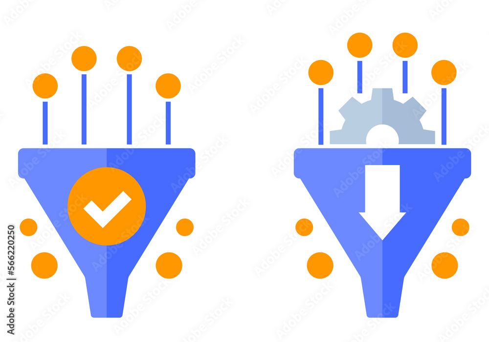 Poster conversion rate optimization icons with sales funnel