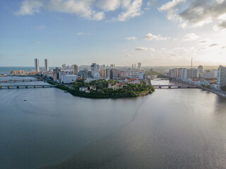 Aerial view of old buildings and palaces in the city of recife, pernambuco, brazil