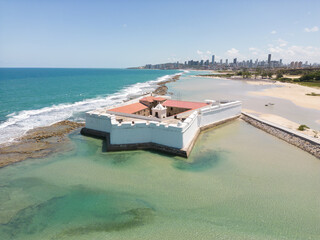 Aerial photo of forte dos reis magos in the city of natal, rio grande do norte, brazil