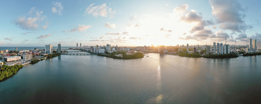 Aerial view of old buildings and palaces in the city of recife, pernambuco, brazil