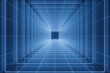 3d rendering neon tunnel space