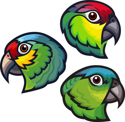 Stylized Parrots - Lilacine Amazon, Red-lored Amazon, Northern Mealy Parrot