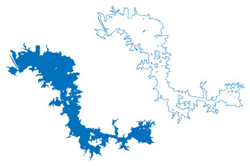 Lake Cerron Grande (Republic of El Salvador, central america) map vector illustration, scribble sketch Embalse Cerron Grande Reservoir map