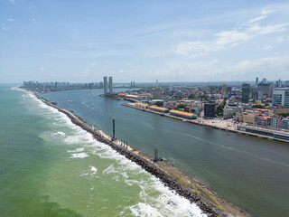 Fototapeta na wymiar Aerial view of old landmark ground zero in the city of recife, pernambuco, brazil