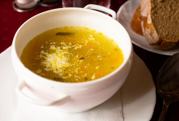 soup with pickles and barley. pickle