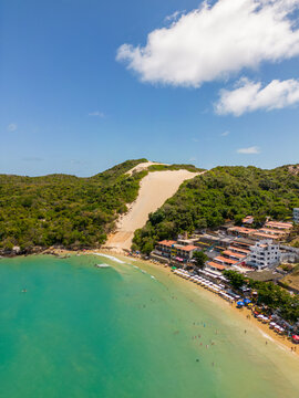 Aerial view of ponta negra beach and morro do careca in the city of natal, rio grande do norte, brazil