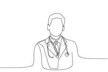 Doctor continuous one line drawing single hand drawn minimalist design