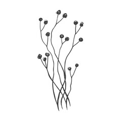 Hand drawn doodle silhouettes of flowers. Fantasy decorative leaf with various patterns. Hand drawn doodle illustration