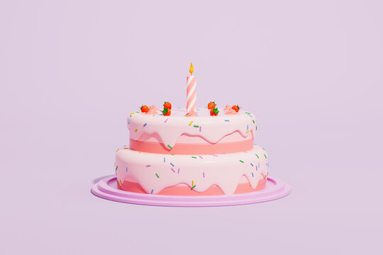 3d rendering birthday cake picture