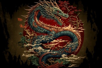 Chinese dragon rising