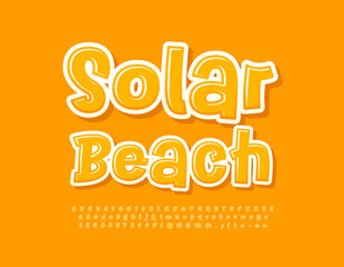 Vector creative  Emblem Solar Beach.  Modern handwritten Font. Sunny Alphabet Letters and Numbers set