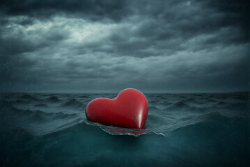 Lonely heart in a stormy sea
