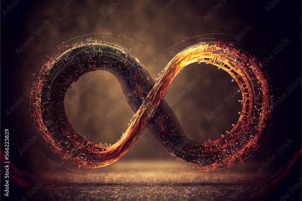 Poster devops infinite loop on abstract devops concept with technology, generative ai