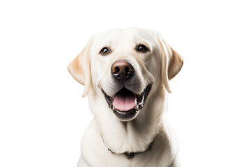 Happy labrador retriever smiling on isolated on transparent background. Portrait of a cute dog. Post-processed generative AI	