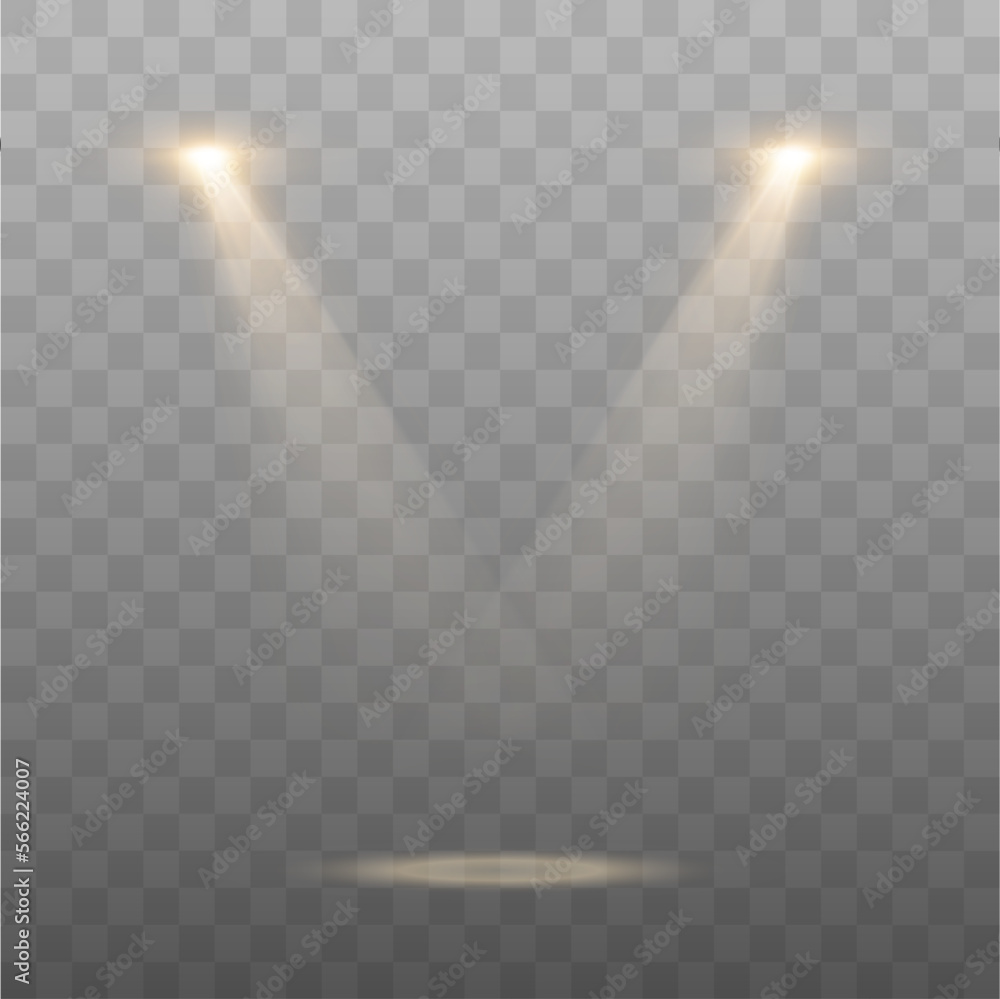 Canvas Prints spotlights with stage. gold light vector effect. round podium and light rays.