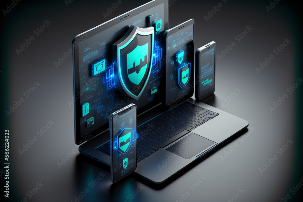 Aufkleber endpoint security protection - multiple devices protected, generative ai