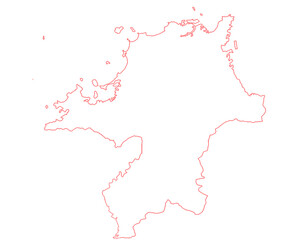 福岡県　地図　黒色　イラスト