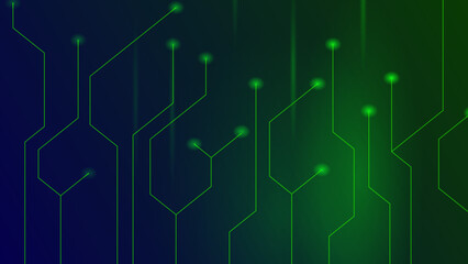 Green blue magic light with particles abstract vector background.