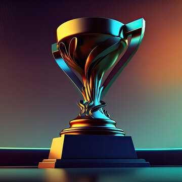 ai generated  winning trophy full length