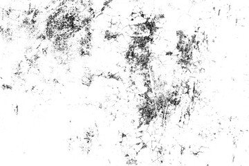 Grunge background of black and white. Abstract illustration texture of cracks, chips, dot isolated on transparent background PNG file.