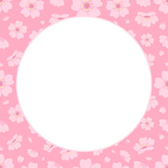Fototapeta na wymiar Cute Round Sakura Cherry Blossom Frame