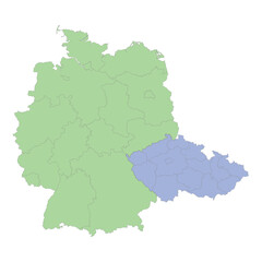 Obraz premium High quality political map of Germany and Czech with borders of the regions or provinces