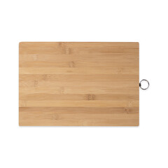 Wooden bamboo cutting board isolated over white background