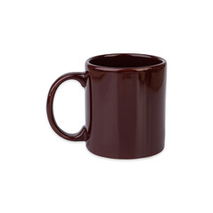 Dark brown ceramic mug isolated over white background