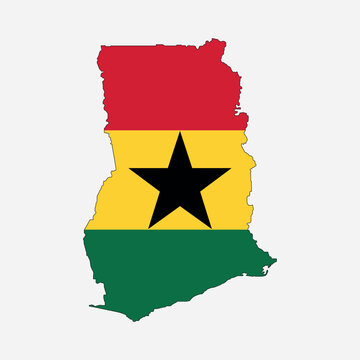 recommend clip art: Map and flag of Ghana country outline silhouette vector illustration
                    
