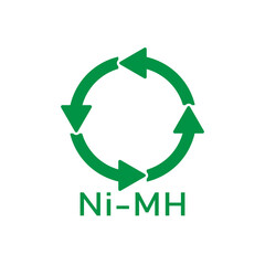 Battery recycling, Nickel-Metal Hydride Battery, vector illustration, sign.