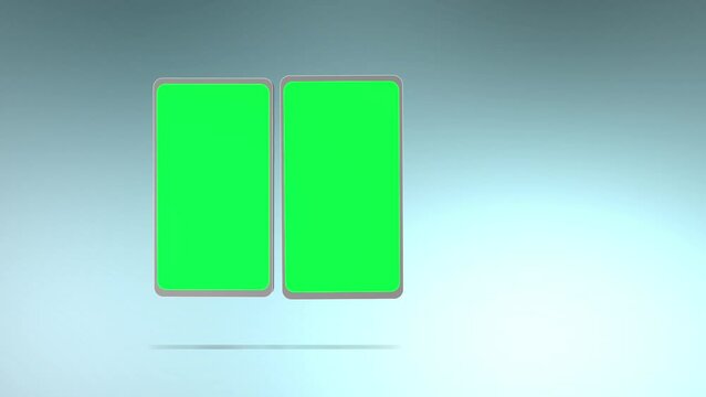 Smartphone with green screen isolated on white background. 4K animation with mobile phone mockup and motion zoom effect